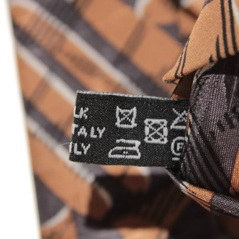 Italo Ferretti NWT Neck Tie in Brown & Gray Print 100% Silk Made in Italy